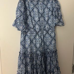 Tart off the shoulder blue patterned dress
